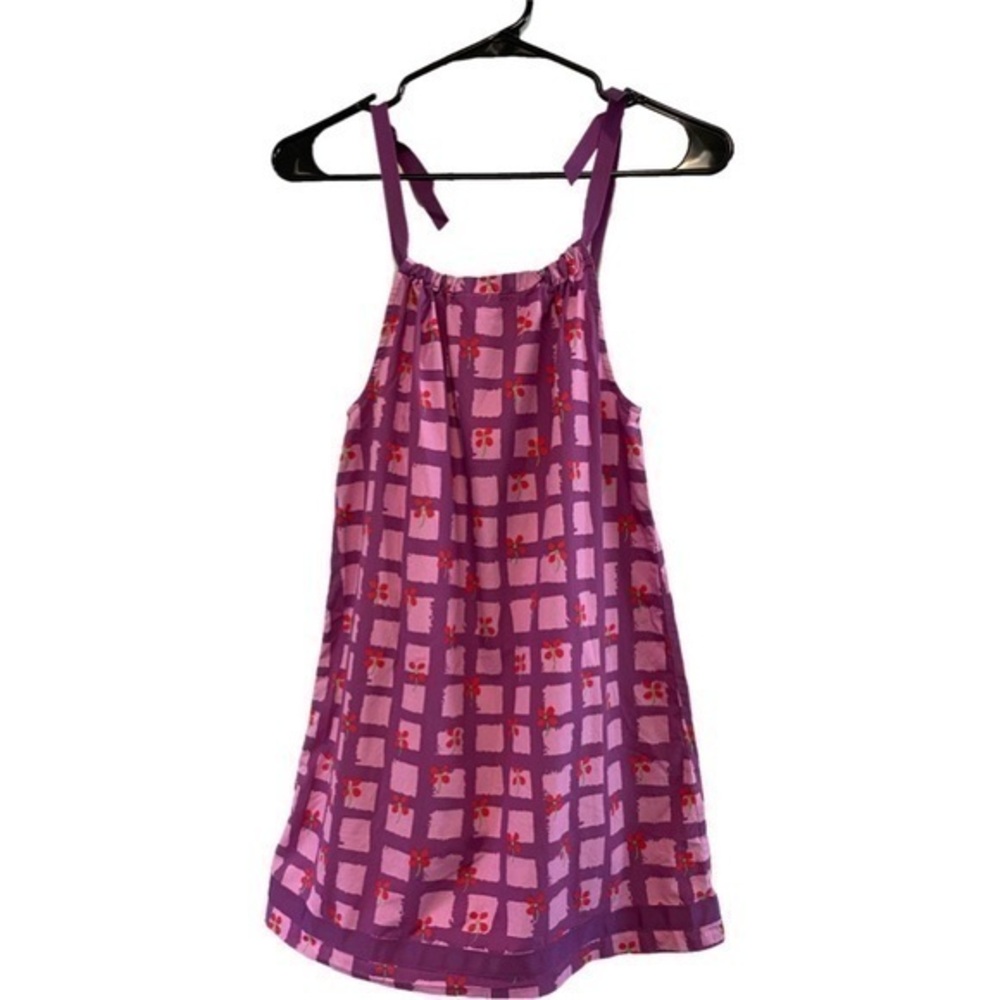 Hanna Andersson Size 8 Purple Ribbon Dress 130cm Sundress Summer Floral